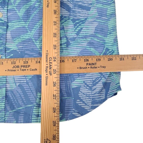 Vineyard Vines Performance Polo Shirt Mens M Tropical Leaves Hawaiian Blue Green - Picture 8 of 8